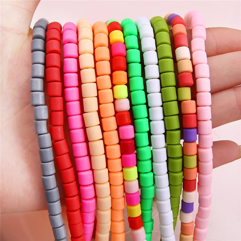 62pcs 6x6mm Cylinder Polymer Clay 38cm Strand Beads Lot For Jewelry Making DIY Bracelet Findings