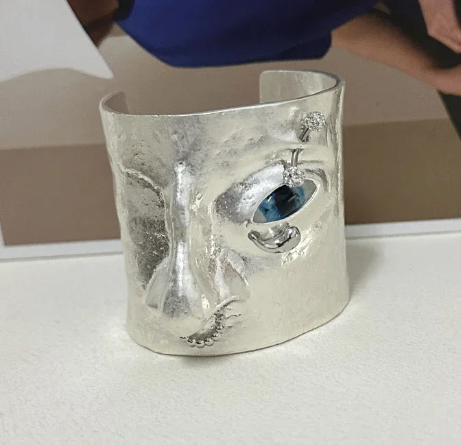Trendy Crystal Tear Eye Wide Cuff