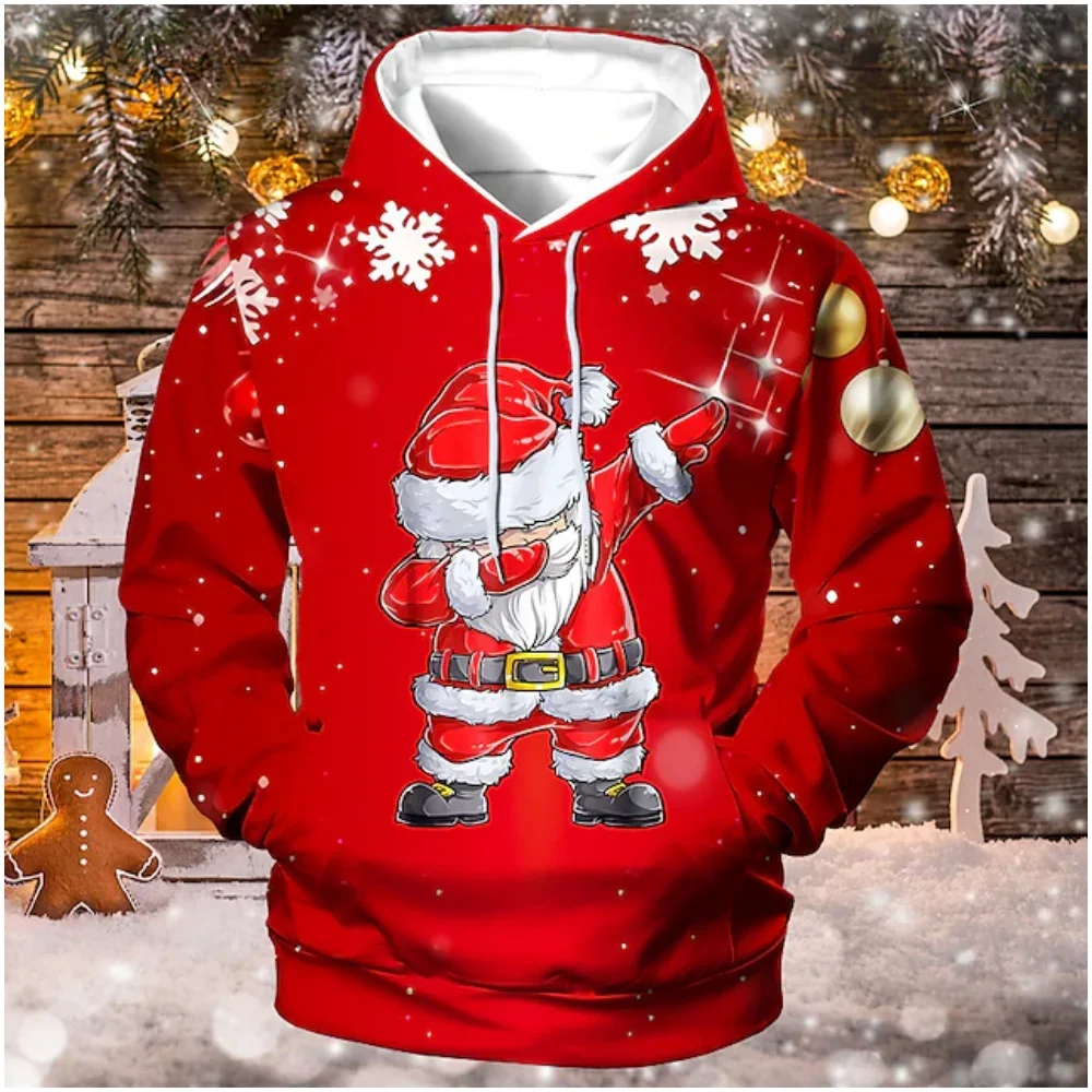 

2024 Harajuku Street Hoodie Fun Santa Print Men's Hoodie Fashion Hoodie Sweatshirt for Men Winter Oversized Pullover Neutral Wea