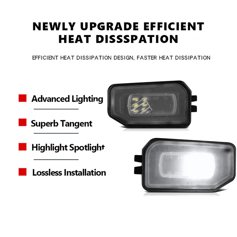 2Pcs LED Under Side Mirror Lights Puddle Lamps For Mercedes Benz W205 C300 W213 W222 W177 C217 X247 X253 C257 C190 GLC300 GLS450