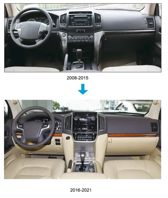 PP Interior Kit for  Lc200 2008-2015 Upgrade 2020 Interior Touch Screen Steering Wheel Gear Panel Radio Air Outlet