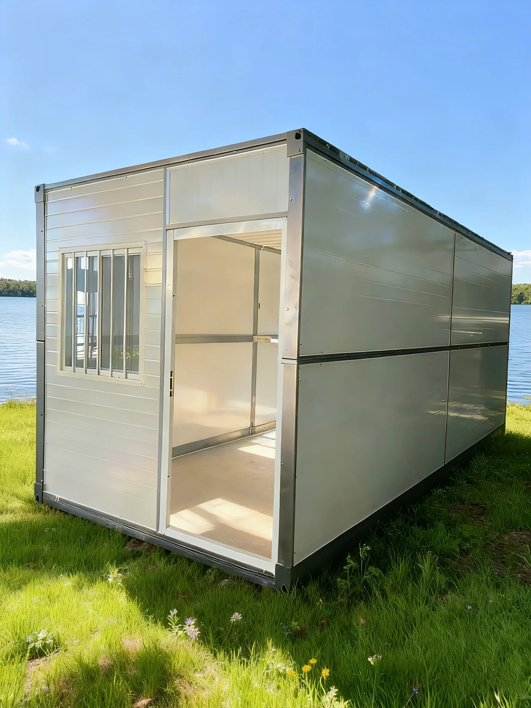 منزل جاهز معياري صغير محمول من Earnest؛ منزل متنقل بهيكل فولاذي؛ فيلا مع سقف مدبب للترفيه في الحديقة. #4