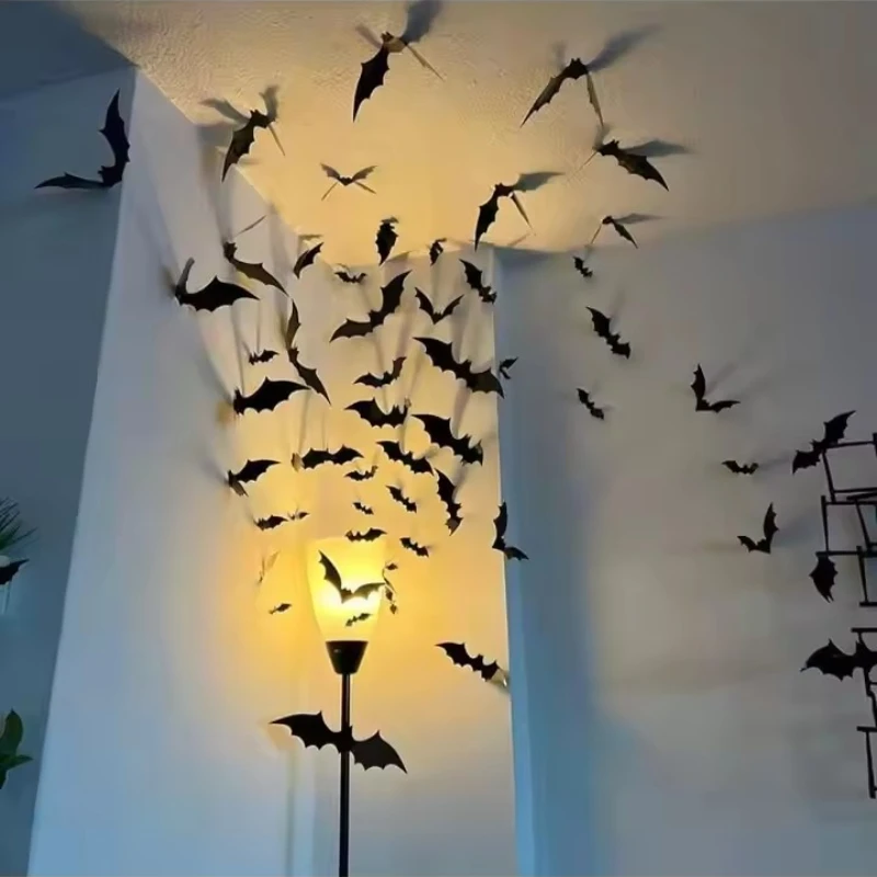 

60pcs 3D Waterproof black Bats Wall Decor Halloween Decor