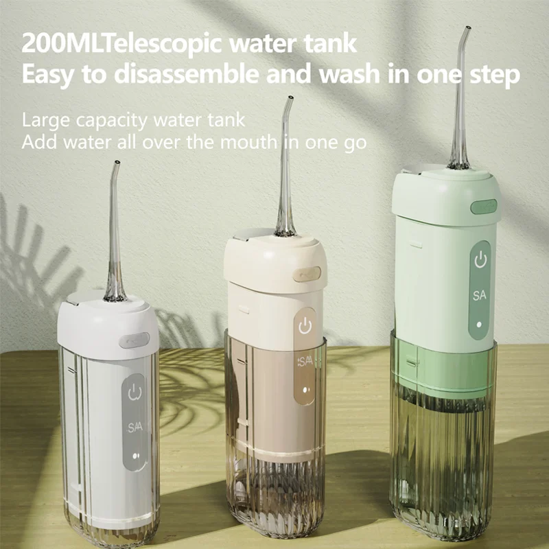 

Электрический 4-режимный портативный ирригатор для воды для путешествий, 200 мл, очиститель для брекетов, компактный беспроводной ирригатор для полости рта, стоматологический спа, струя воды