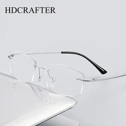 HDCRAFTER +1.0+1.5+2.0 +2.5 +3.0 Reading Glasses Titanium Rimless Anti Blue Rays Prescription Presbyopia Computer Eyeglasses