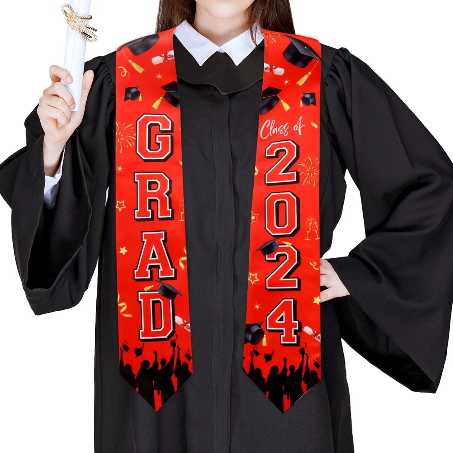 

Fangleland 2024 Graduation Red Shawl，for 2024 Farewell Campus Graduation Party Supplies