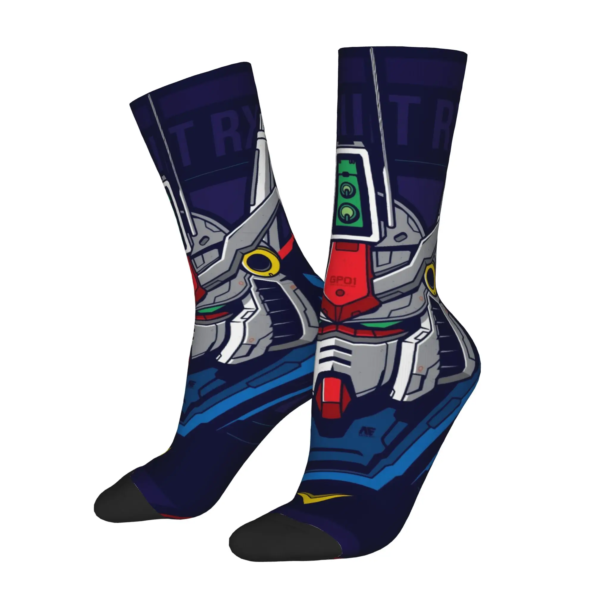 Funny Sock BANDAI Gundam 7 Harajuku Seamless Pattern Printed Men Socks Casual Men's Socks