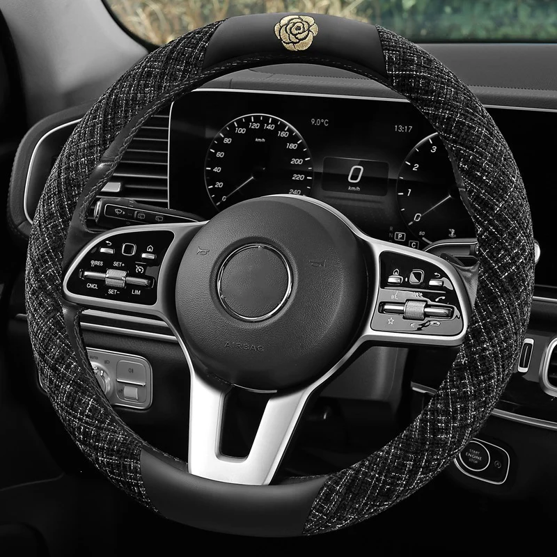 New Car Steering Wheel Cover Four Seasons Universal Women's Anti Slip Sweat Absorbing Male and Female Universal Handlebar Cover