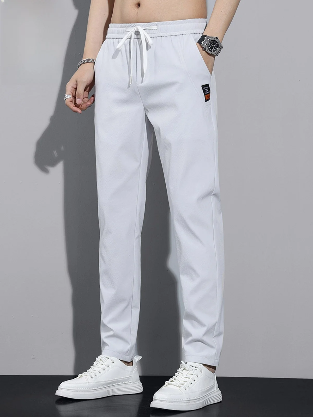 

Men's Slim Fit Straight Leg Casual Pants Color Spor Breathable Long Trousers Autumn Winter Versatile Youthful...