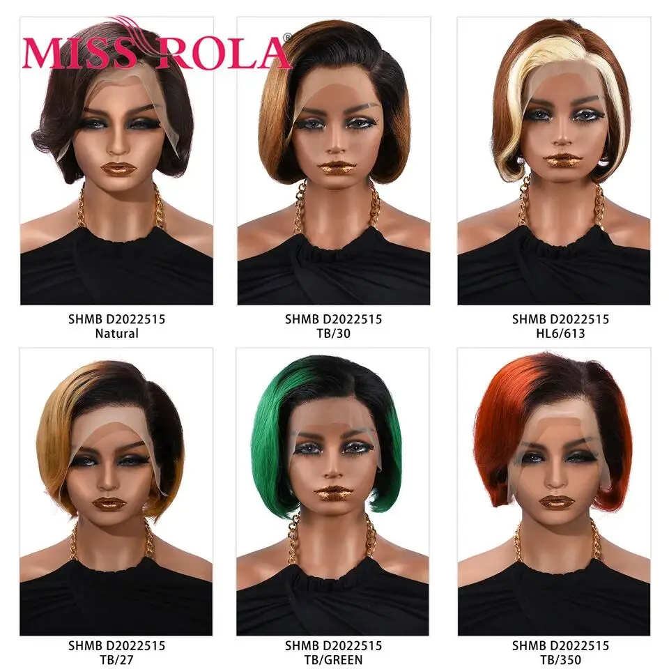 Miss Rola Pixie Cut 13X4 Korte Pruiken Kant Voorkant Menselijk Haar Pruiken Remy Natuurlijke Golf Pruiken Pre Geplukt 180% Dichtheid