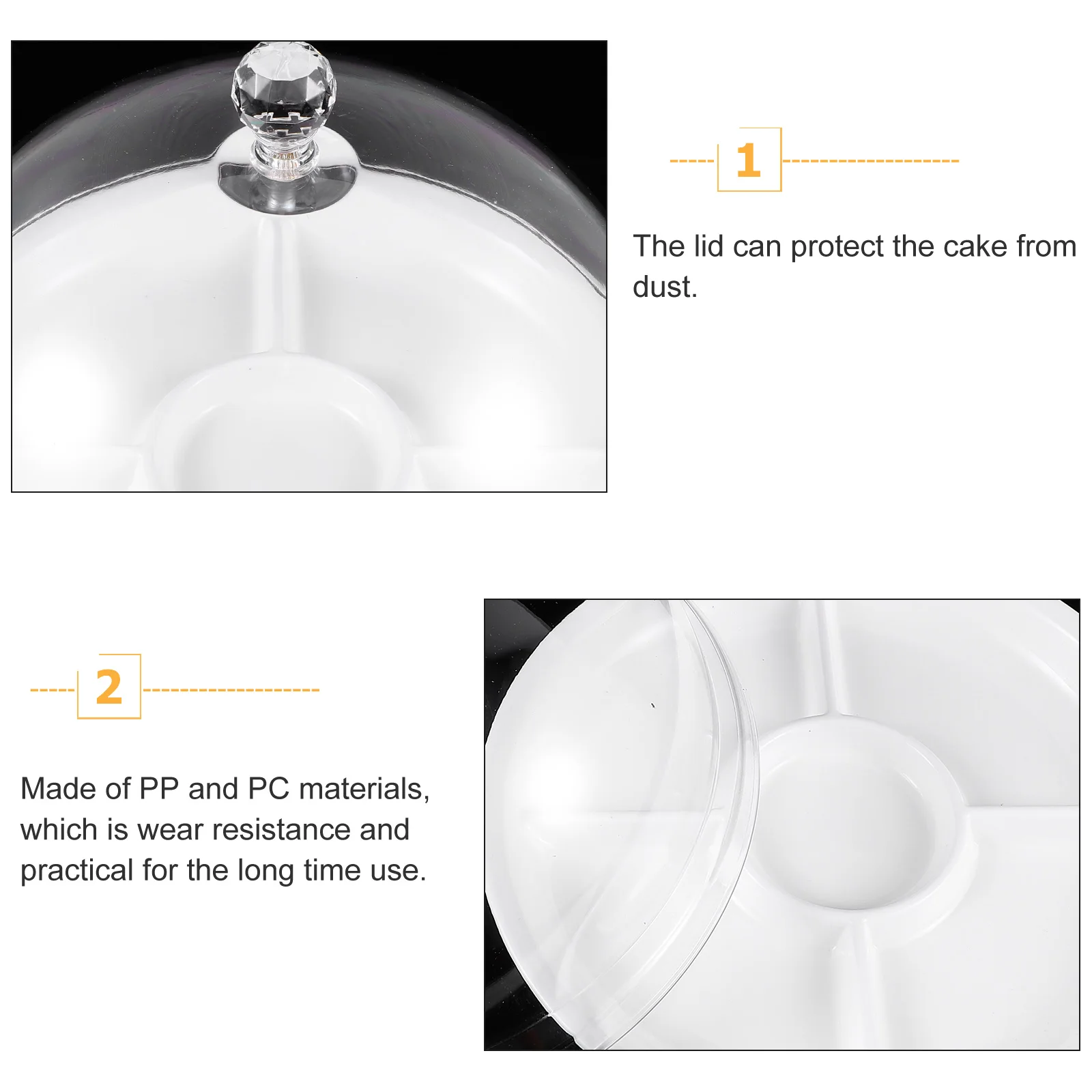 

Tiered Serving Tray Fruit Snack Tasting Plate Turntable Cake Holder with Cover Bride Covered