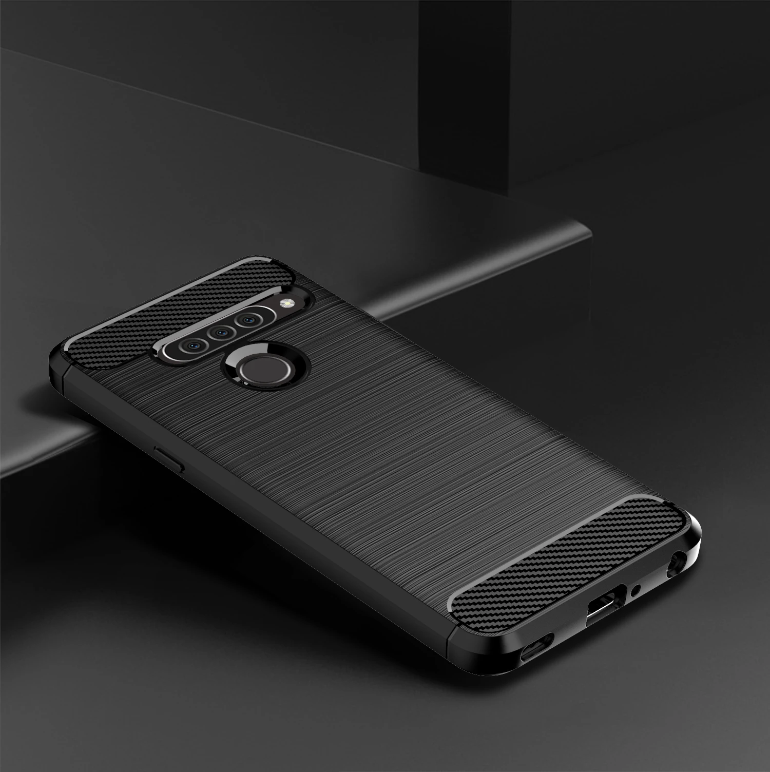 Carbon Fiber Silicone Case for LG G8S Thinq Holder Stand Shockproof Cover for lg g8s thinq LG g8s Brushed Matte Case