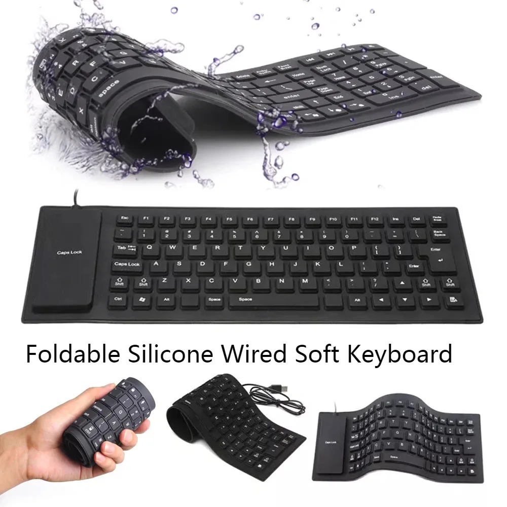 

Hot Selling Portable Foldable Silicone Wired Soft Keyboard, Waterproof, Dustproof, Multilingual Version, 85 Key Keyboard
