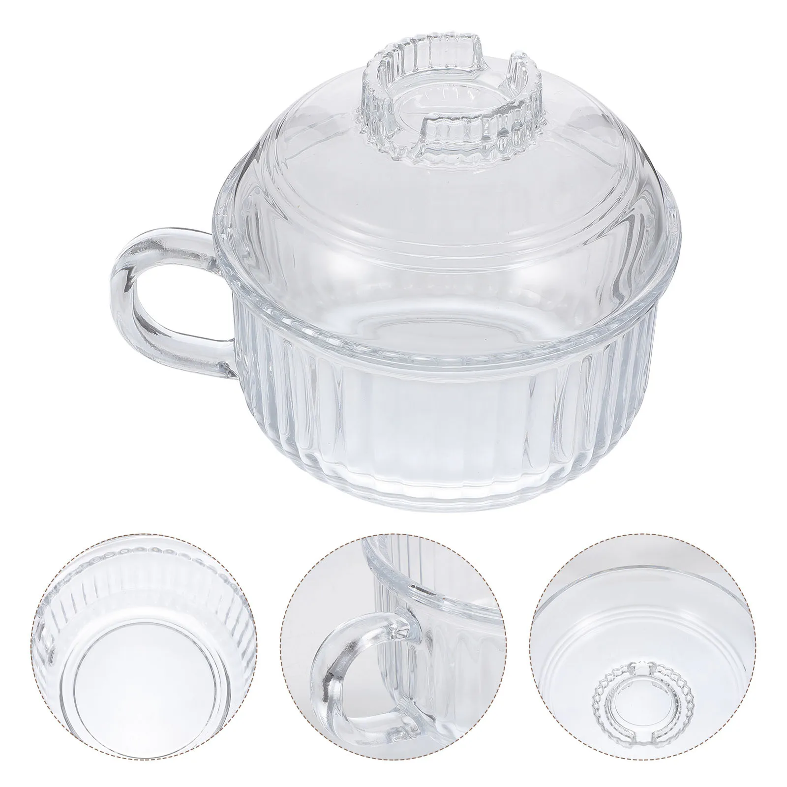 

1Pcs Glass Noodle Bowl Heat Resistant Scratch Proof Oven Safe Soup Bowl Lid Household Kitchen Storage Container