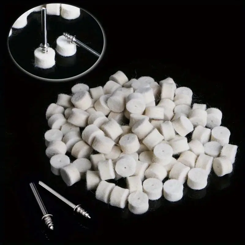 

100Pcs Wool Felt Polishing Buffing Pad 13mm with 2 Shank for Grinding Wheel