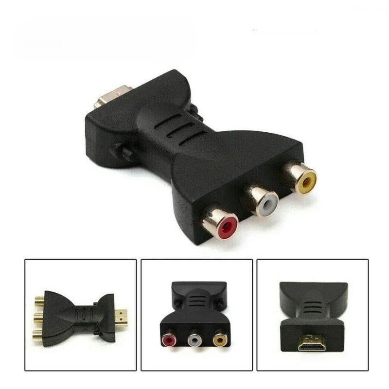 HDMI-Compatível com Cabo Adaptador AV, 3RCA Lotus Head, Vermelho, Branco, Amarelo, Vermelho, Verde, Azul, Conversor de Áudio e Vídeo