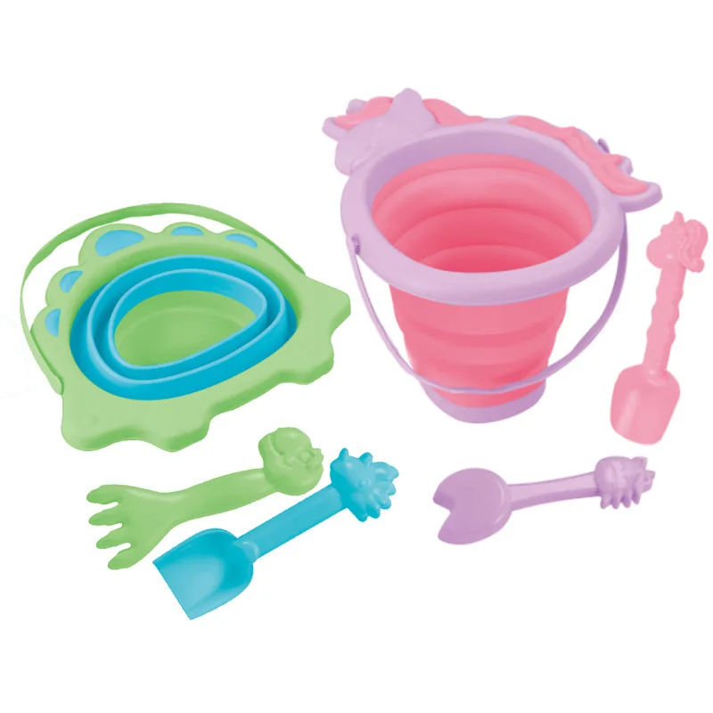 ยางนุ่มใหม่ 2.5L พับถังแบบพกพากลางแจ้งเด็กซิลิโคนทรายชายหาดเล่นน้ําชุดฤดูร้อนเกมของเล่น