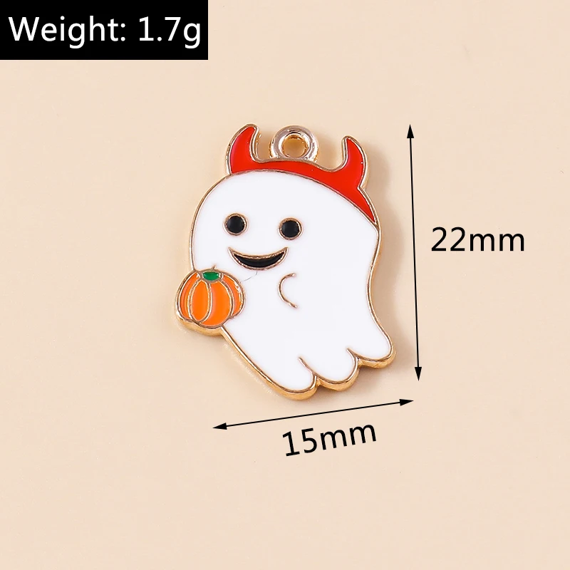Leslie 10 stücke Mode Halloween Charme Emaille Horror Augapfel Spinne Hexe Geist Kürbis Anhänger für DIY Schmuck machen Accessoires – Detail 9