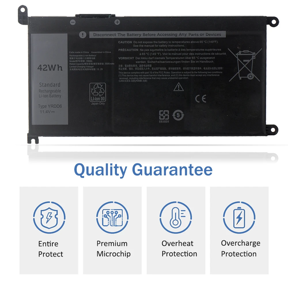 LUSONBAY YRDD6 Battery for DELL Inspiron 5482 5480 5481 5485 5491 5591 5593 3583 3310 2-in-1 3493 3582 3593 3793 5584 5493
