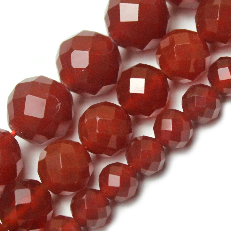 Natural Stone Red Carnelian Agates Round Gem Cut Beads 15\