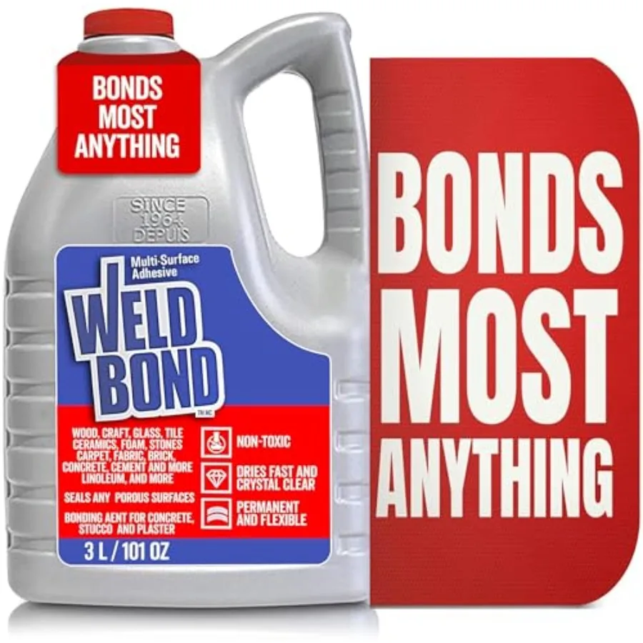 

Glue - Bonds Most Anything! 3L/101 oz Non-Toxic Adhesive Glue For Wood Tile Glass Craft Foam Fabric Stone Cement and Concrete a