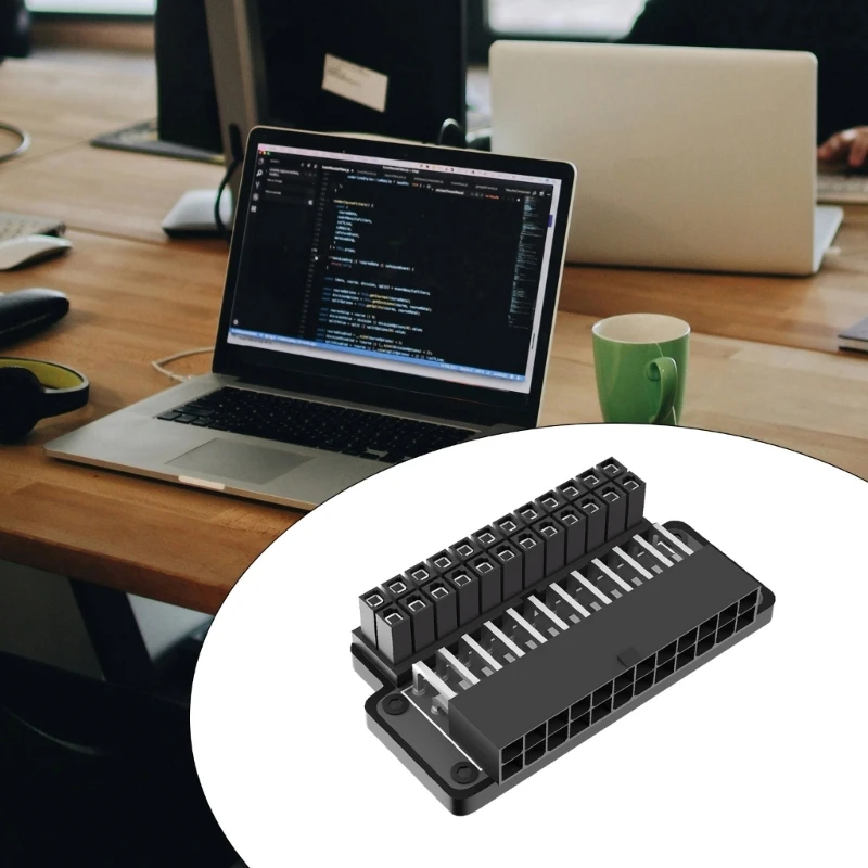 Conector alimentación 24 pines Adaptador 90 grados para instalación fácil constructores PC