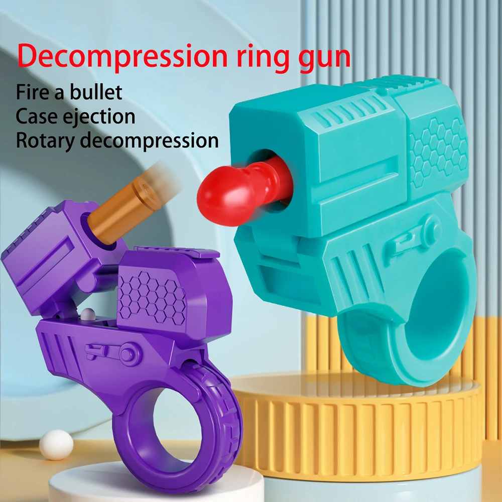 Children Mini Shell Ejected Guns Decompression Finger Ring Spinner Ratchet Anxiety Stress Relief Toys Backpack Pendant For Kids