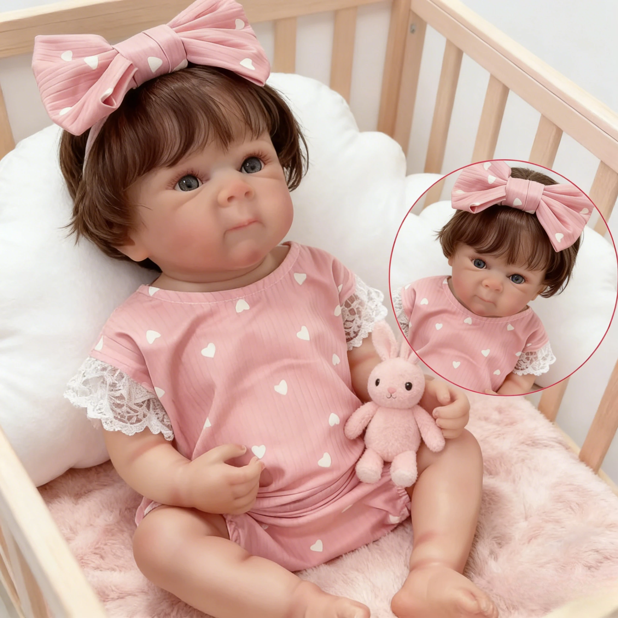 45cm 리얼리스틱 리본 베티 인형 핸드루팅 헤어 소프트 바디 신생아 선물 어린이용