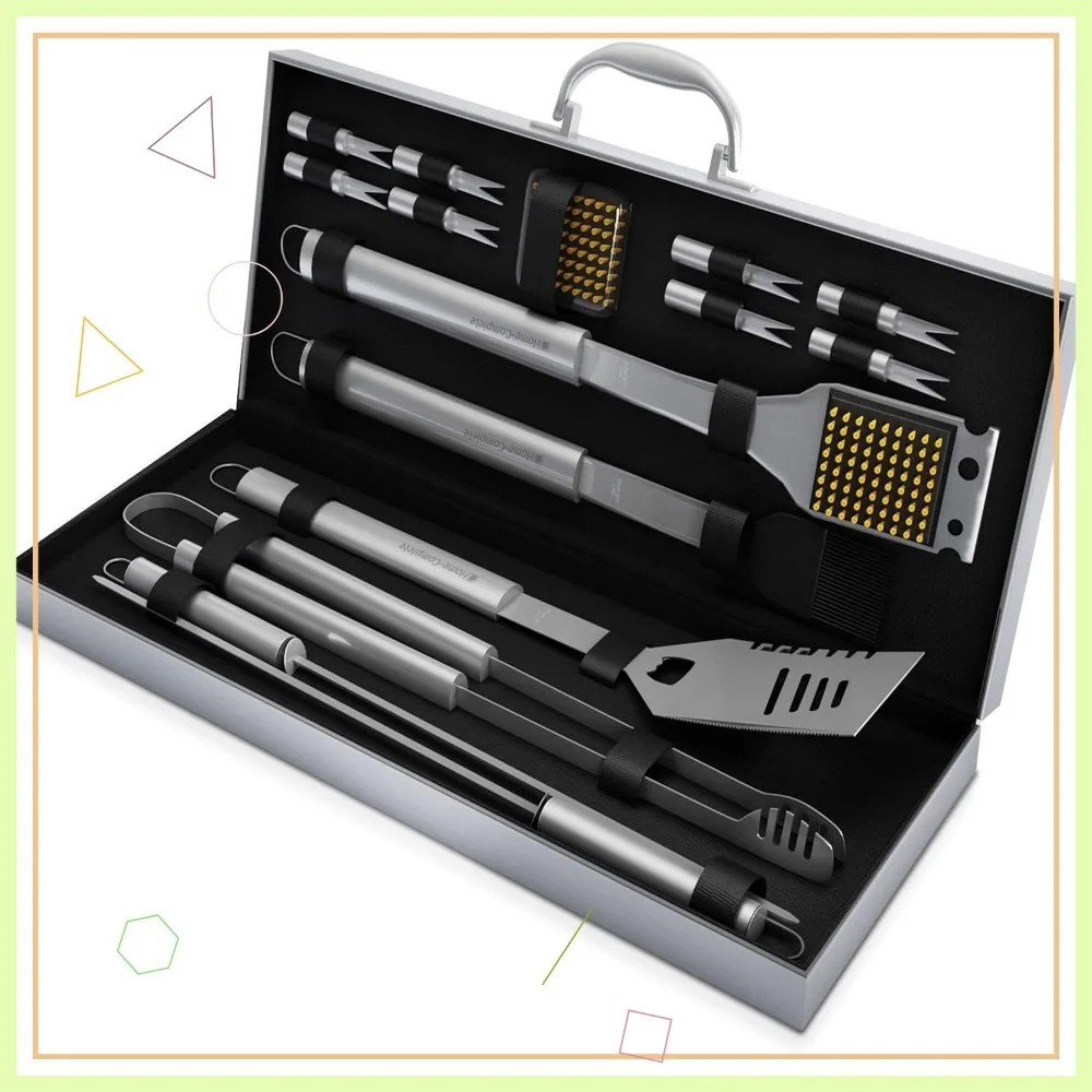 

16-Piece BBQ Grill Accessories Set with Aluminum Case - Stainless Steel Tools for Home Grilling, Perfect Gift