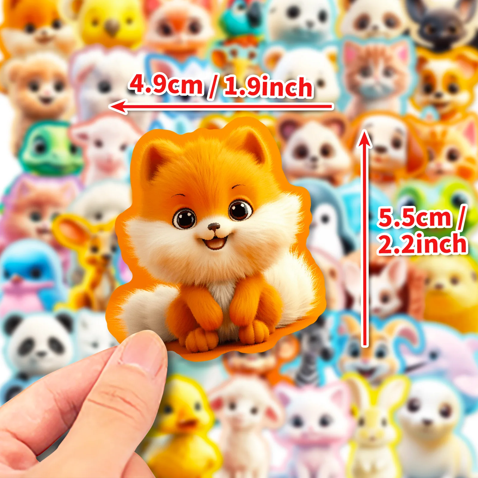 50 Buah Stiker Doodle Tahan Air Hari Ini Hewan Lucu 3D Stiker Sepeda Motor, untuk Casing Ponsel Laptop Mobil Cangkir Botol Air Bagasi