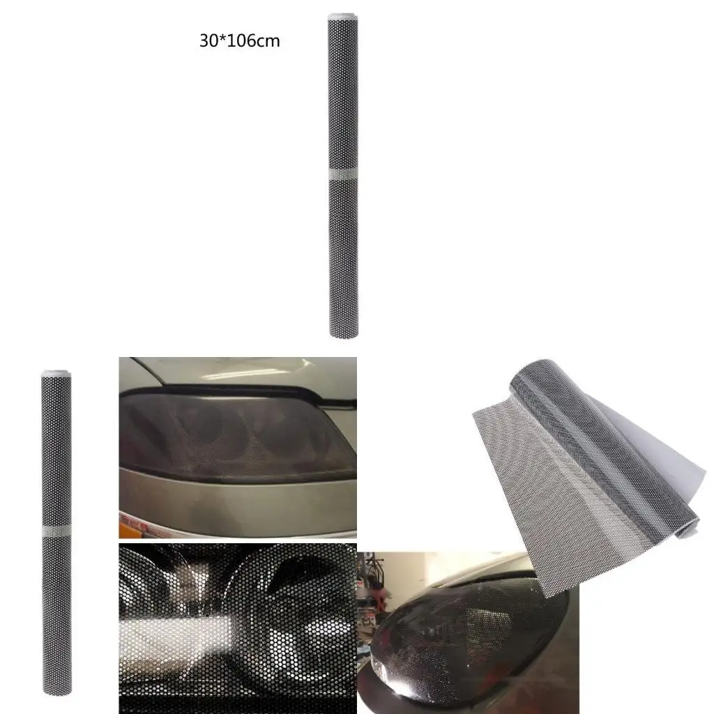  106x30cm Car Headlight Film Tint Taillight Fog Light Tint Perforated Film Mesh