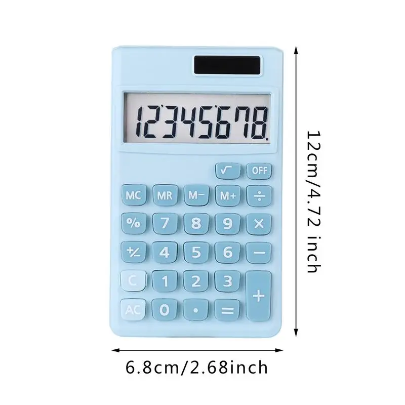 Student Calculator 8-Digit Electronic Calculator Solar Powered LCD Display Screen Calculator Handheld Calculator For School Home