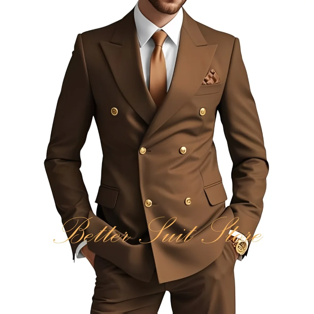 بدلة رجالية رسمية 2 قطعة سليم صالح مزدوجة الصدر السترة فستان أطفال مع سروال داخلي بلون العريس سهرة ل بدل رجالي الزفاف