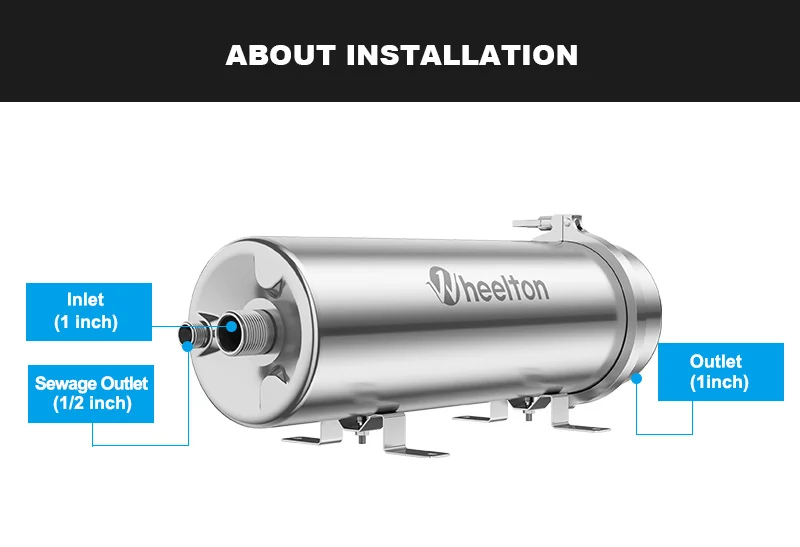 Wheelton PVDF UF 3500L/H Wasserreiniger für das ganze Haus, Ultrafiltrationsfilter, 0,01 µm Filtration, SUS304, Trinkwasser – Detail 10