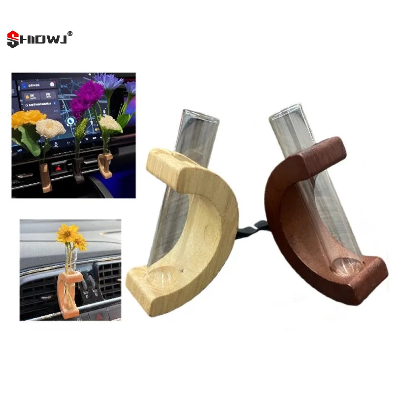 

Flower Vase Clip Eco-friendly Personalized Wooden Car Vent Clip Vase Dashboard Decor Unique Flower Display Clip Desktop Ornament