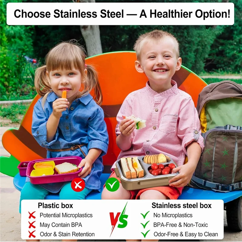 

ABVA-Stainless Steel Lunch Box For Kids Bento Lunch Box Stainless Steel Bento Box Kids