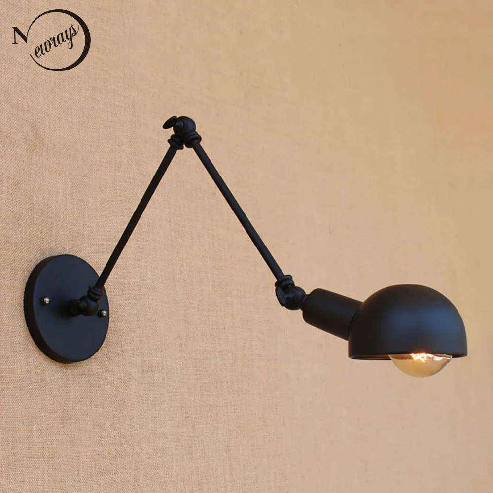 

Nordic Loft Black Vintage Adjustable Long Arm Wall Lamp Sconce Led Luminaire For Bathroom Bar Light Fixtures Home Lighting
