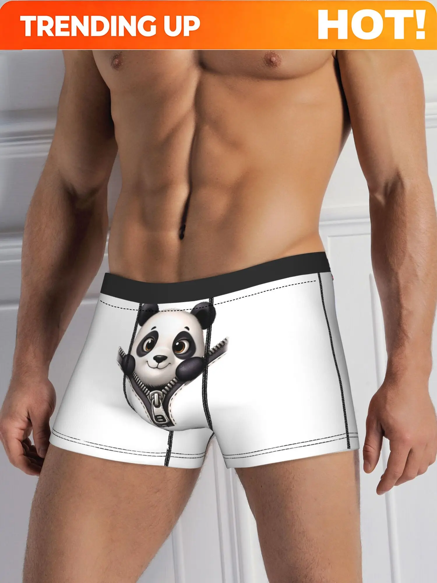 Zipper Cute Animal Panda Underwear Polyester Underpants