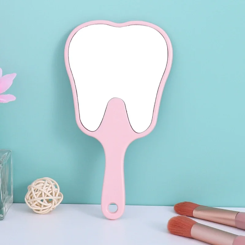 1Pcs Tooth Shaped Handheld Mirror PVC Unbreakable Hand Mirror Dental Mouth Examination Makeup Mirror Dentistry Accessories Gifts