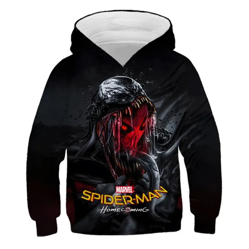 

Boys Marvel Spider-Man Hoodie Spring Sportswear Hooded Anime Graphic Trendy Hooded Top