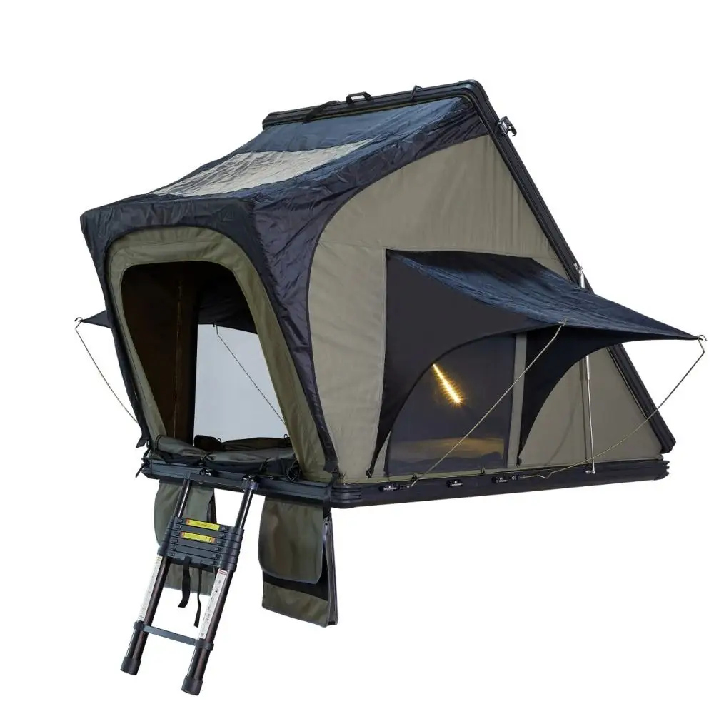 Best Selling 1-3 Person Car Rooftop Tent With High Quality Outdoor Aluminum Shell Triangular Design For Car Camping