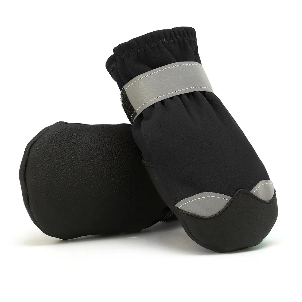 1Set Professional Puppy Snow Boots Anti-Collision Frosted Toe Hook and Loop Strap Non-Slip Wear-Resistant Soles
