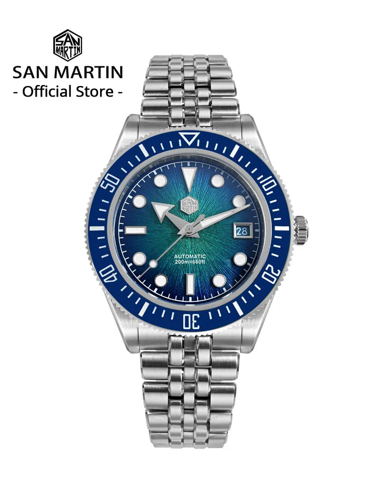 San Martin – montre de plongée de luxe pour hommes, 40mm, Miyota 9015, cadran en émail Sunburst, automatique, mécanique, étanche 200m, SN0148