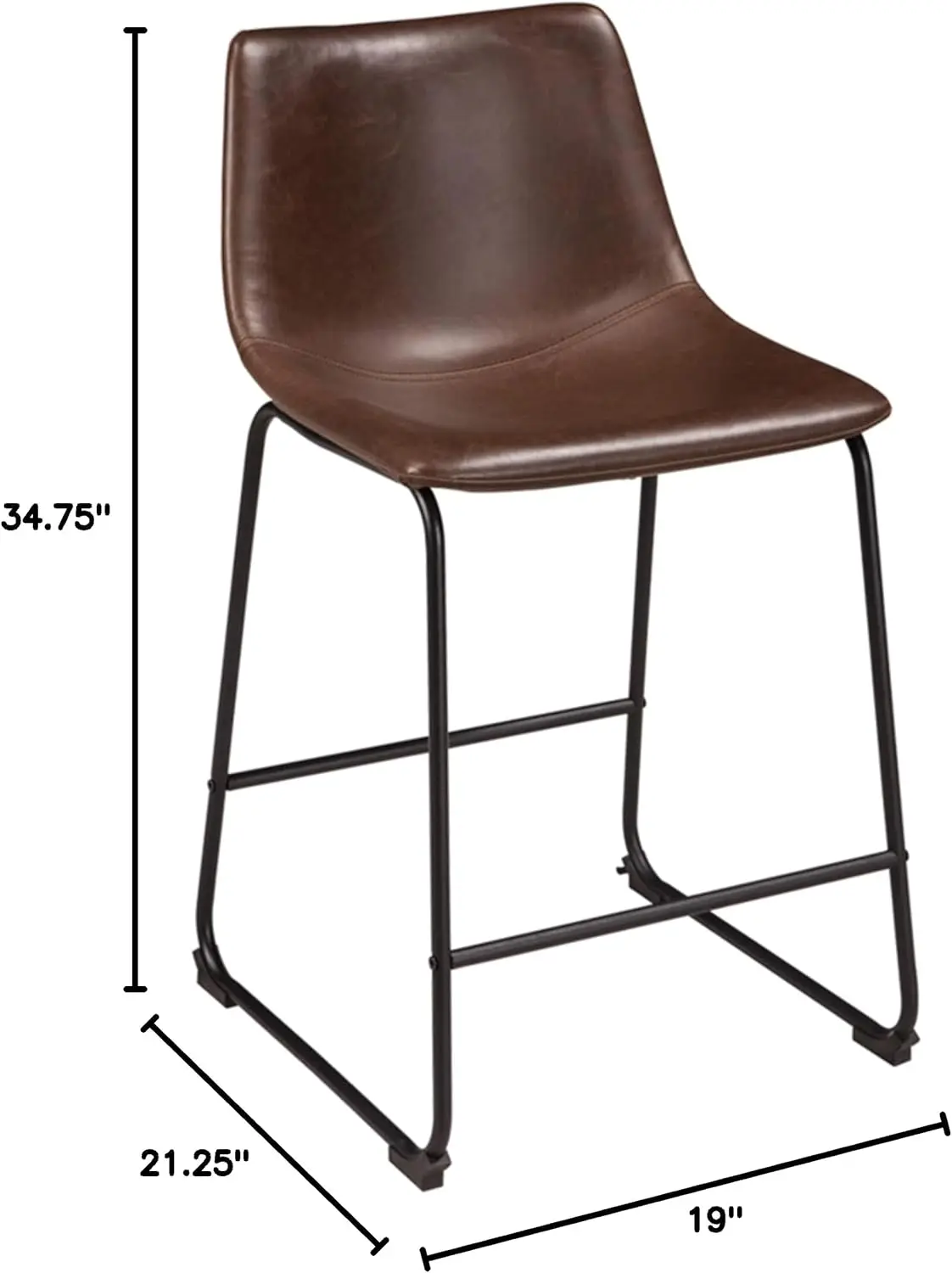 Centiar-Modern Balde Barstool, 2 Barstool Contagem, Brown, 24 "Altura do contador