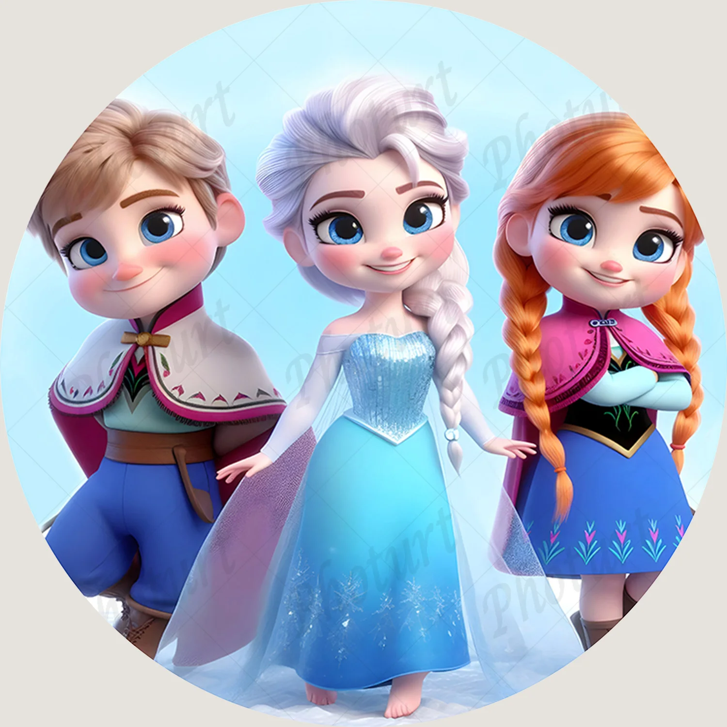 Round Cute Frozen Elsa Anna Background Girls Birthday Party Backdrop Circle Banner Photography Studios Props