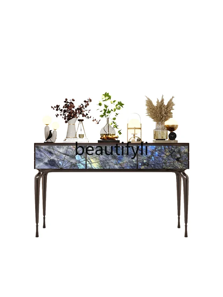 Light luxury high-end porch table entry high-end art marble porch cabinet