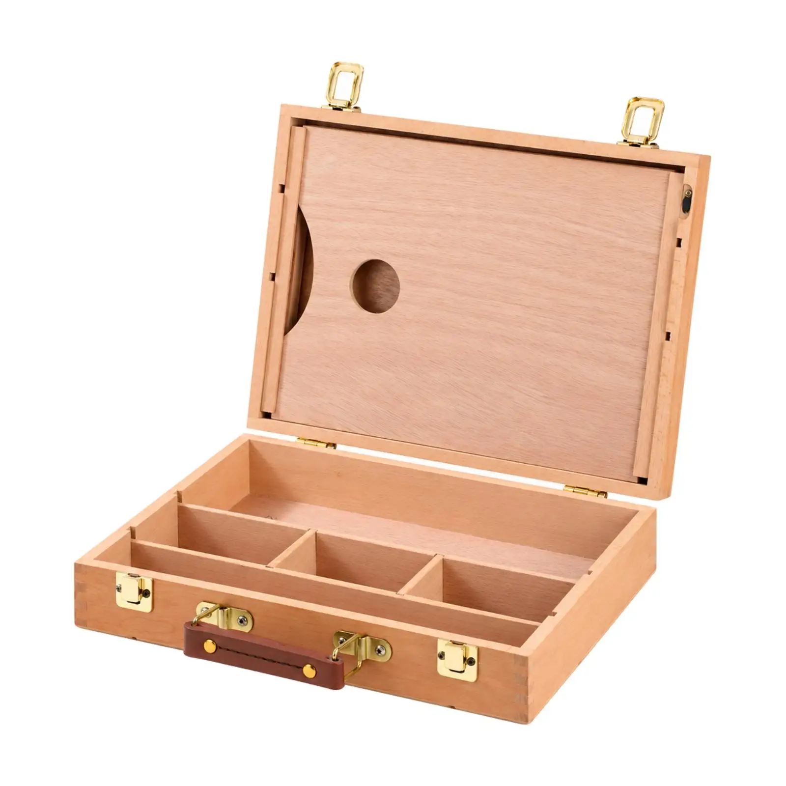 Beech Wood Art Storage Box Portable Wooden Art Box with Hinged Lid Secure Latching Long-Lasting for Artists, Outdoor Painting