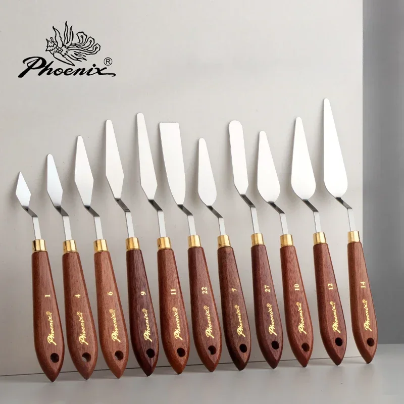 1 قطعة الفنان الفولاذ المقاوم للصدأ لوحة سكين-الخشب اليد ملعقة مرنة اللوحة السكاكين لخلط الألوان نشر قماش اللوحة