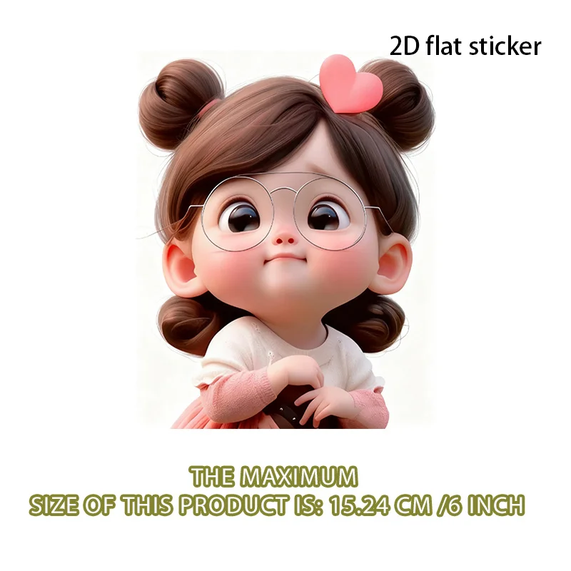 6 Inch Cute Heart Hair Clip Girl Vinyl Sticker Kawaii Decal for Laptop Water Bottle Car Truck Phone Motorcycle DIY Decor