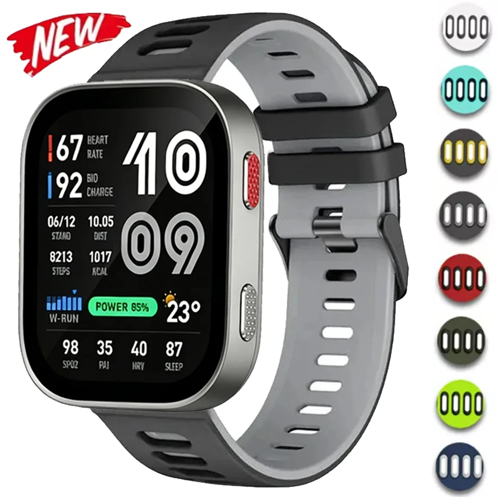 20mm 22mm Silicone Strap for Amazfit Bip Max 6 5 Fashion Two-tone Watchband for Amazfit Active Max 3 2/Balance 3 2 1/T-Rex3 Pro